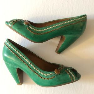 Unique, stylish peep-toe heels from Miz Mooz.